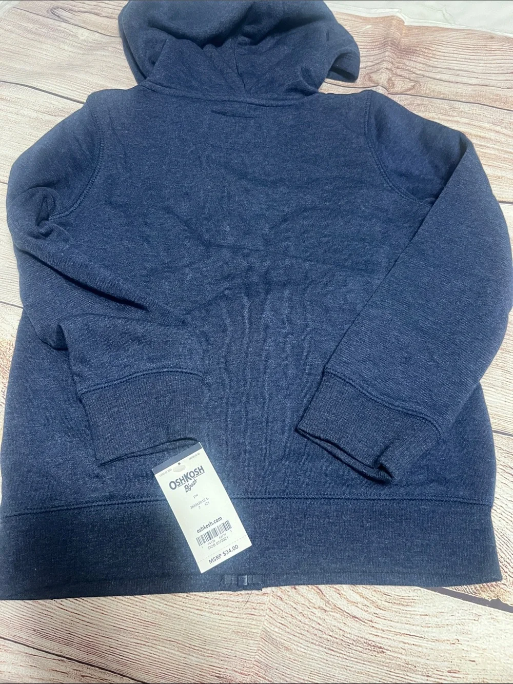 OshKosh B'gosh Navy Hooded Zip-Up Jacket with White Logo